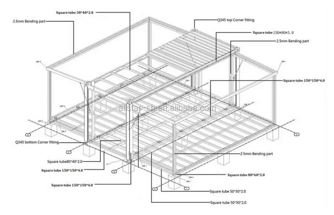 Moderner, erweiterbarer 20-Fuß-Container, maßgeschneiderter Laden mit raumhohen Fenstern Moderner, erweiterbarer 20-Fuß-Container, maßgeschneiderter Laden mit raumhohen Fenstern