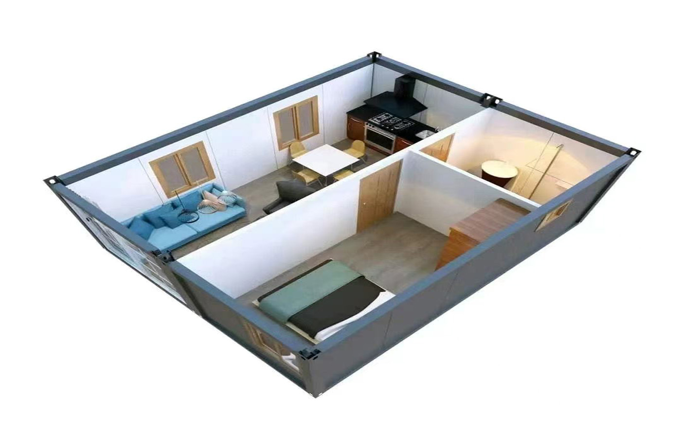 40 Fuß werkseitig angepasstes Fertighaus, tragbarer temporärer Schlafsaal oder Hotel 40 Fuß werkseitig angepasstes Fertighaus, tragbarer temporärer Schlafsaal oder Hotel