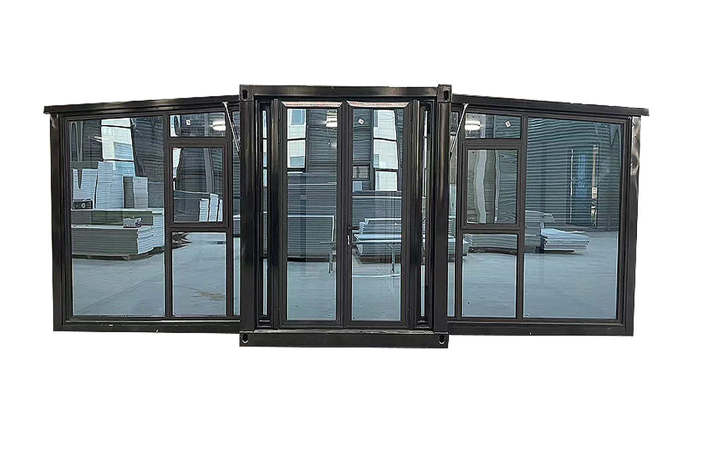 Moderner, erweiterbarer 20-Fuß-Container, maßgeschneiderter Laden mit raumhohen Fenstern Moderner, erweiterbarer 20-Fuß-Container, maßgeschneiderter Laden mit raumhohen Fenstern