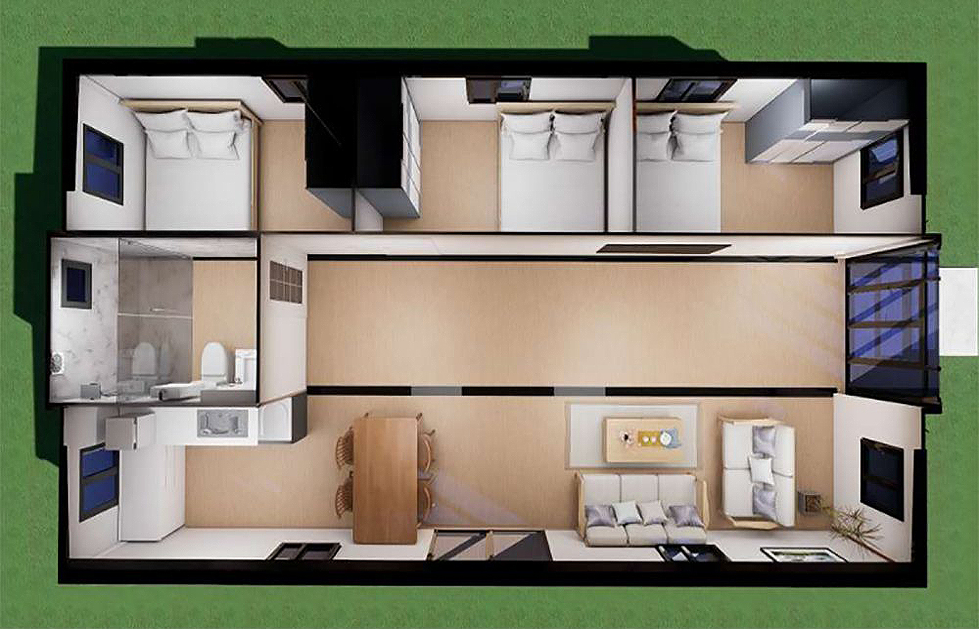 Moderner, erweiterbarer 20-Fuß-Container, maßgeschneiderter Laden mit raumhohen Fenstern Moderner, erweiterbarer 20-Fuß-Container, maßgeschneiderter Laden mit raumhohen Fenstern
