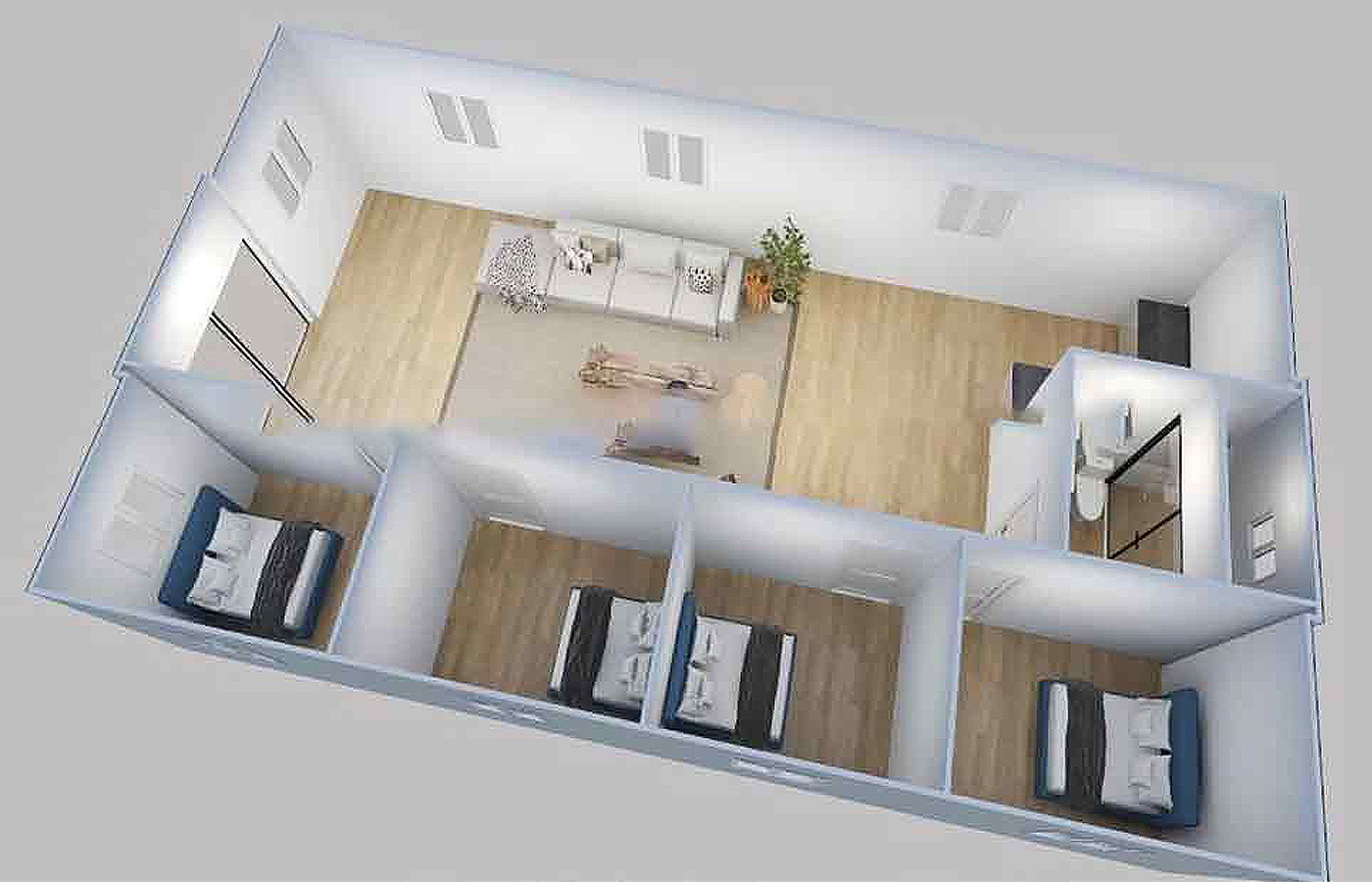 Moderner, erweiterbarer 20-Fuß-Container, maßgeschneiderter Laden mit raumhohen Fenstern Moderner, erweiterbarer 20-Fuß-Container, maßgeschneiderter Laden mit raumhohen Fenstern